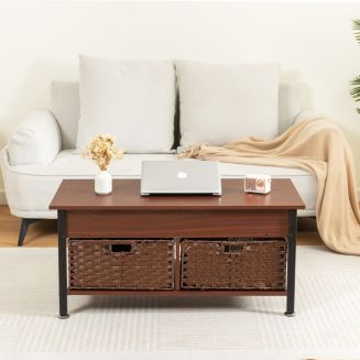 Simplie Fun Brown Metal Coffee Table with Lifting Table & Storage - Macy's
