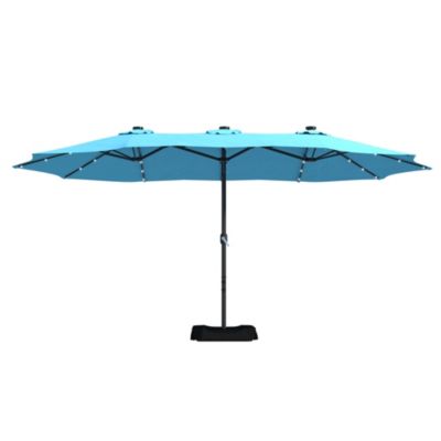 Outdoor Double-Sided Patio Umbrella with Base 36 LED Light Market Umbrella with Cover