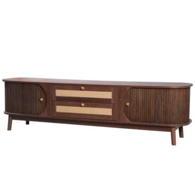 Streamdale 75" Rattan TV Stand, Modern Farmhouse Console