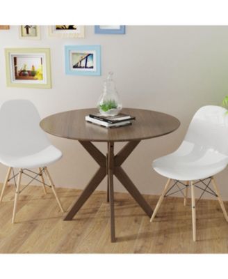 36 Inch Round Wood Dining Table with Intersecting Pedestal Base