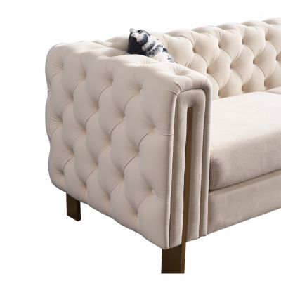 Modern Velvet Sofa Cream