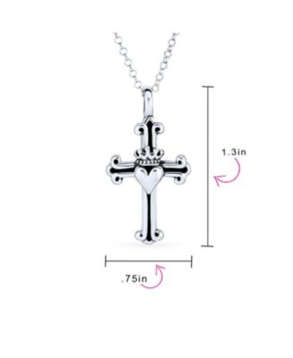Ancient Saint James Fleur De Lis Cross Pendant Necklace in Oxidized Silver