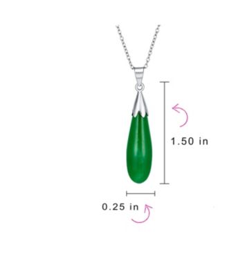 Elongated Teardrop Natural Stone Pendant Necklace in Sterling Silver