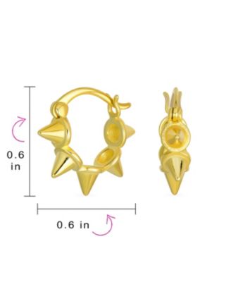 Goth Biker Jewelry 5 Spike Points Arrow Huggie Mini Hoop Earrings Plated Sterling