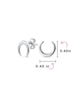 Tribal Style Minimalist Horn Crescent Luna Waning Half Moon Earrings Gold Plated Sterling Silver