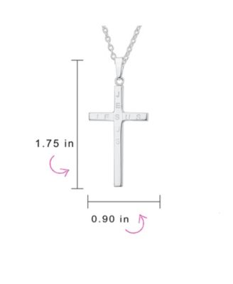 Medium Plain Simple Basic Religious Jesus Cross Pendant Necklace Solid Sterling Silver