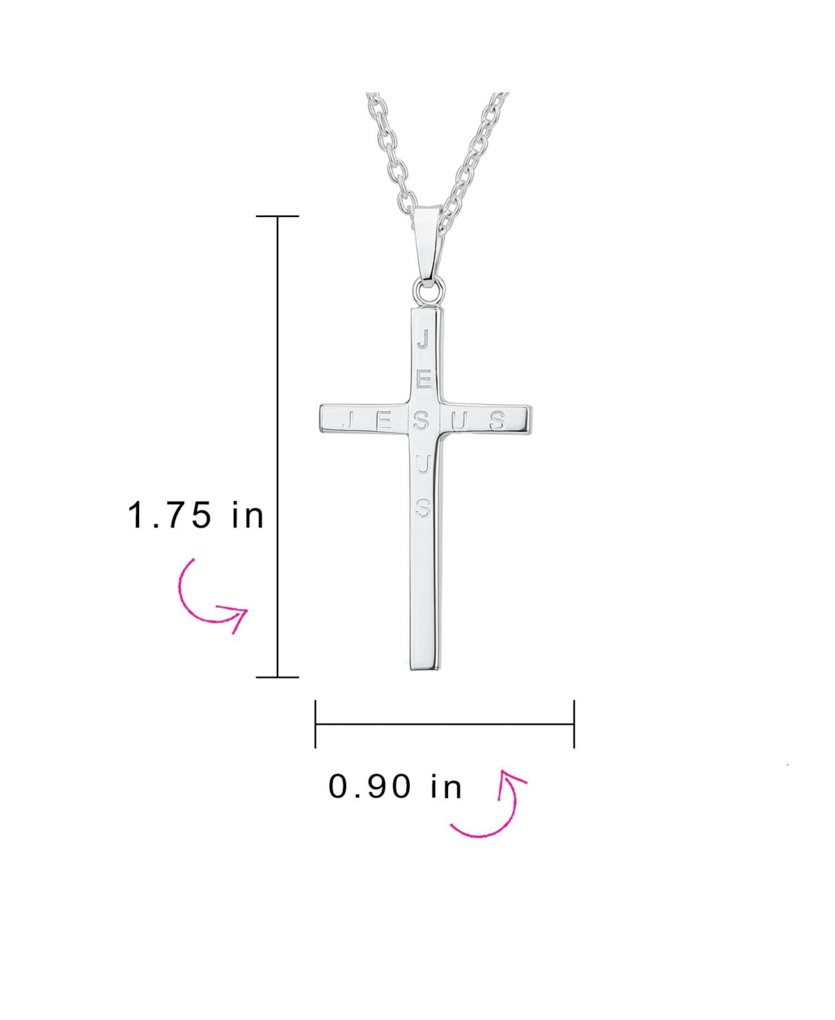 Bling Jewelry Medium Plain Simple Basic Religious Jesus Cross Pendant Necklace For Women Solid Sterling Silver