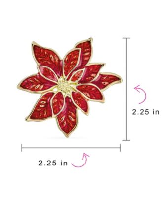 Large Statement Poinsettia Brooch Clip-On Earrings Christmas Jewelry Set Gold Plated