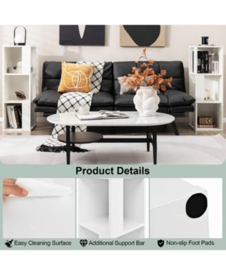 3-Tier 6 Cube White Freestanding Bookcase with Anti-toppling Device