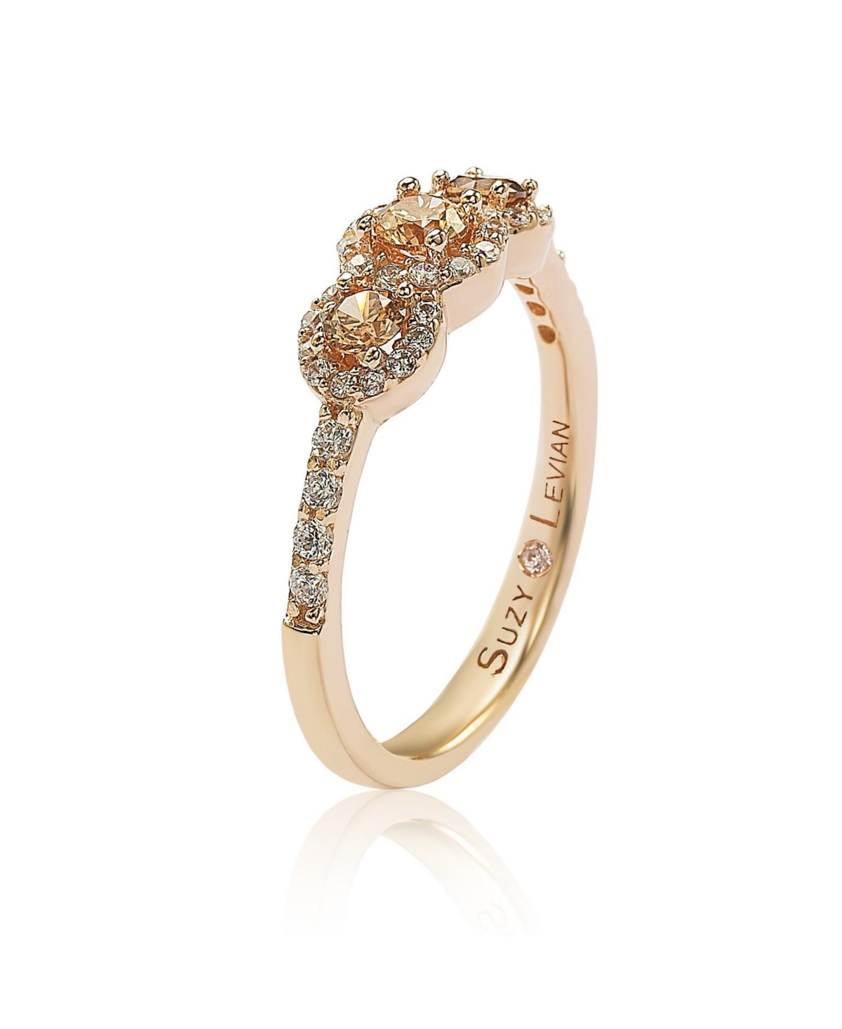 Suzy Levian New York Suzy Levian Sterling Silver Cubic Zirconia Petite 3 Stone Ring