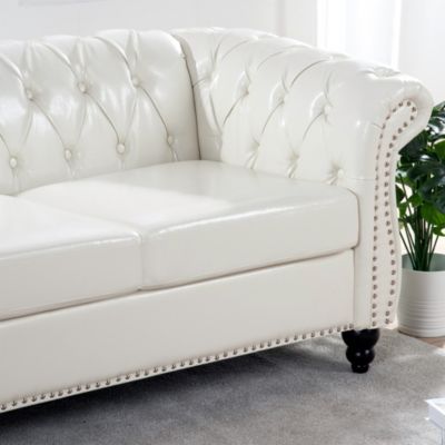 84.65" Rolled Arm Chesterfield 3 Seater Sofa