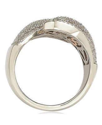 Suzy Levian Sterling Silver Cubic Zirconia Pave Bypass Ring