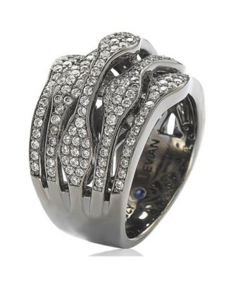 Suzy Levian Sterling Silver Cubic Zirconia Pave Multi Level Ring