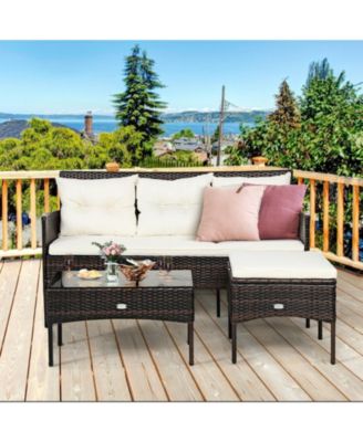 3 Pieces Patio Furniture Conversation Sets with 5 Cozy Cushions
