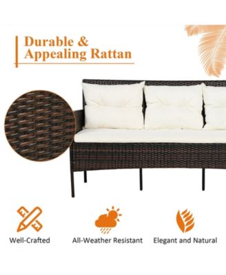 3 Pieces Patio Furniture Conversation Sets with 5 Cozy Cushions