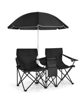 Portable Folding Picnic Double Chair With Umbrella