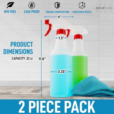 32oz Leakproof Cleaning Spray Bottle 2 Pack Set