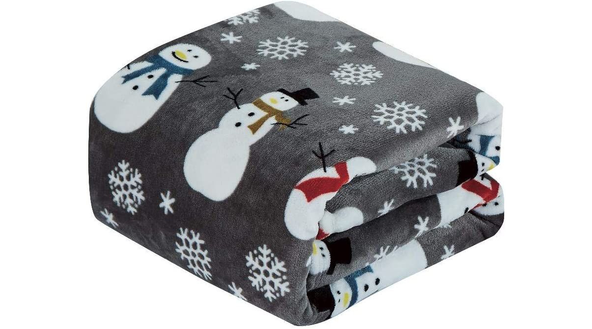 Kate Aurora Gray Snowman Ultra Soft & Plush Hypoallergenic Christmas Throw Blanket Cover - 50 in. x 60 in. L - 0