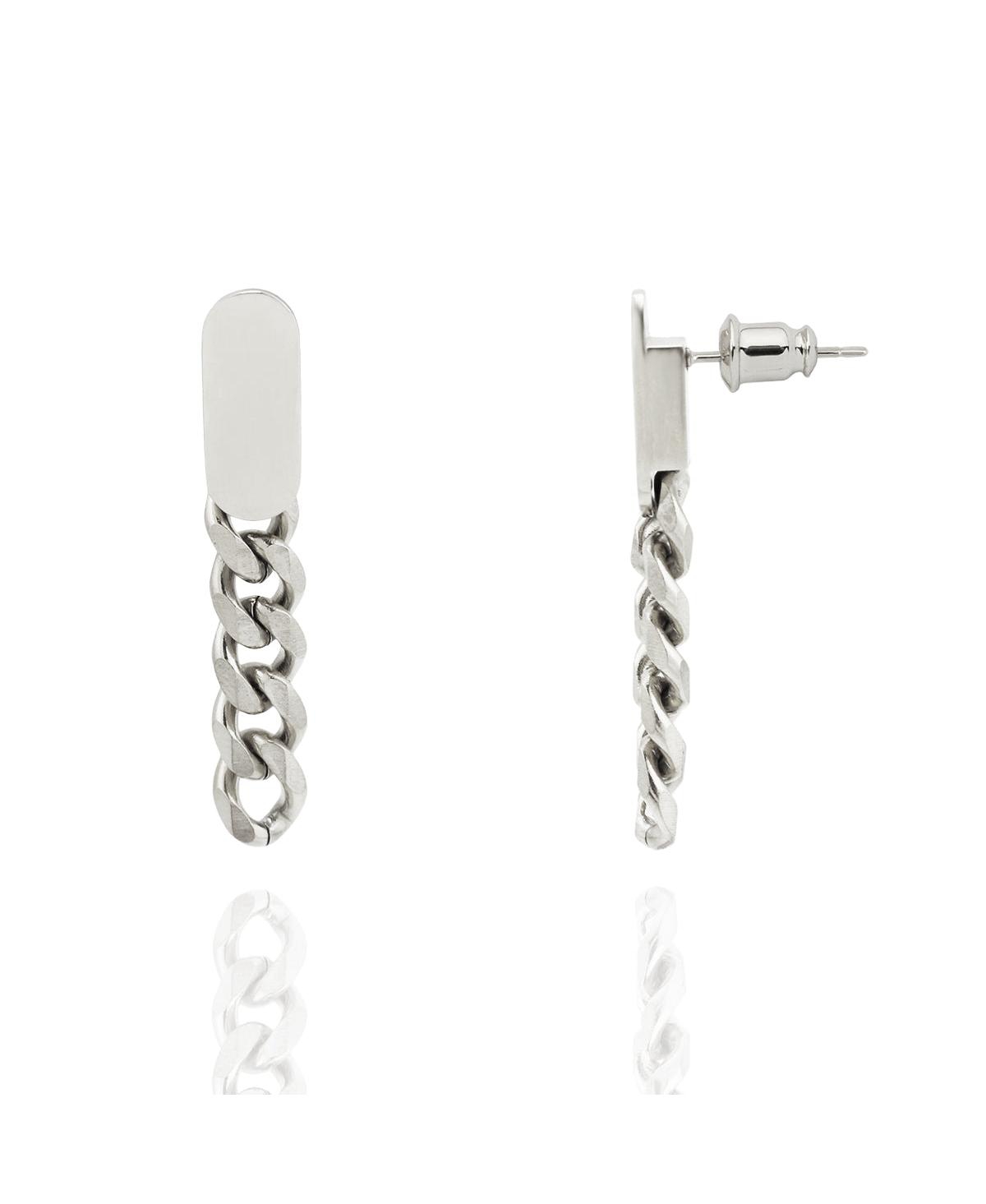 Sloan Curb Chain Drop Earrings - Silver