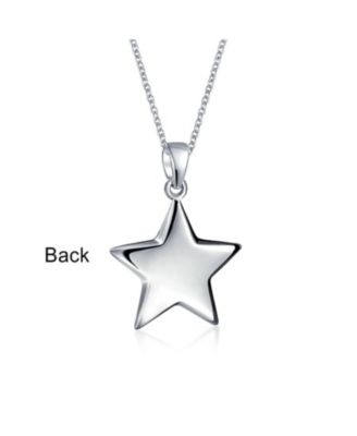 Minimalist American USA Patriotic Celestial Rock Star Super Dangling Star Pendant Necklace Sterling Silver
