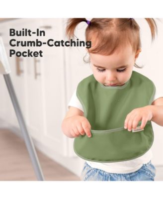 3-Pack Waterproof Baby Bibs for Eating, Lightweight, Mess Proof Toddler Bibs with Food Catcher