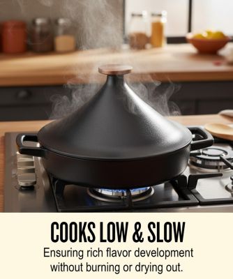 Cast Iron 3Qt Tagine Pot – Enameled, Nonstick, Oven & Induction Safe, PFAS/PFOA/PTFE-Free