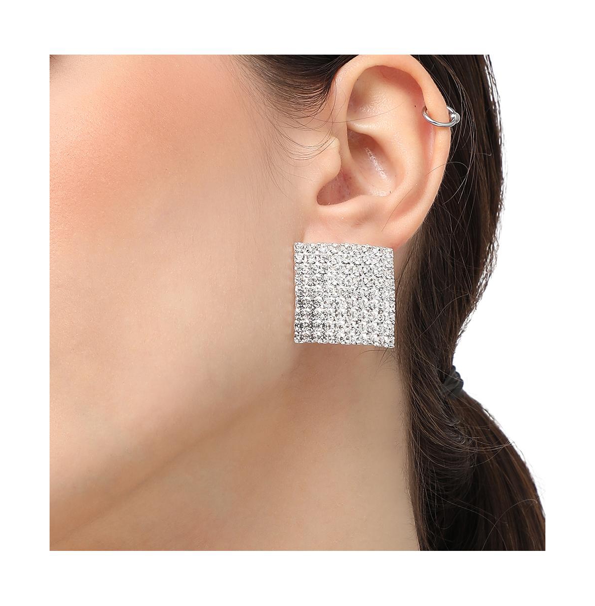 Sohi Women's Bling Stud Earrings In Silver
