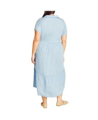 floral cotton midi dress for women Entro Blue & Green Floral Cotton Tiered Midi Dress Large