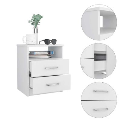 Napoles Nightstand, Superior Top, Two Drawers, One Shelf