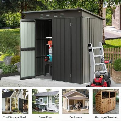 Streamdale Outdoor Metal Storage Shed with Sloping Roof and Lockable Door