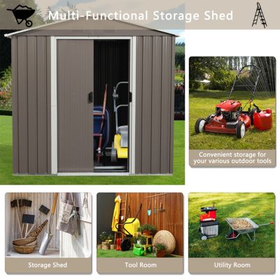 6FT X 5FT Outdoor Metal Storage Shed Gray With Window