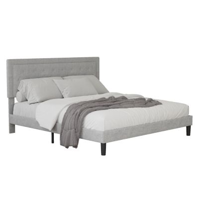 Streamdale Light Grey Bed Frame With Adjustable Border Headboard King Size