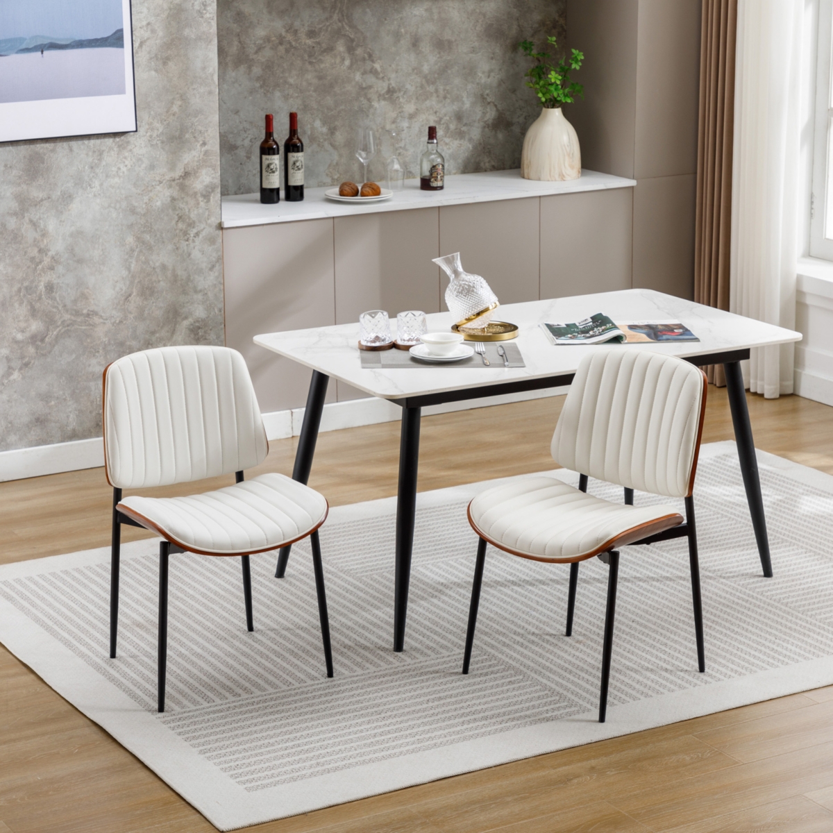 Streamdale Furniture Mid-century modern faux leather dining chairs (set of 2)