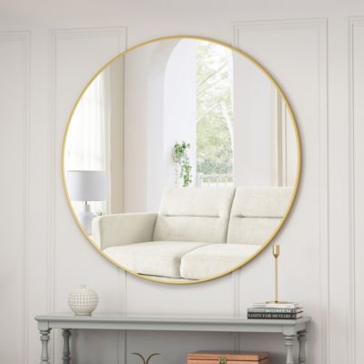 Streamdale 39" Gold Metal Framed Circular Wall Mirror