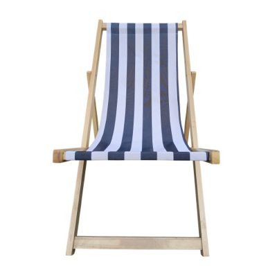 Streamdale Folding Chaise Lounge Chair, Dark Blue & Broad Stripe