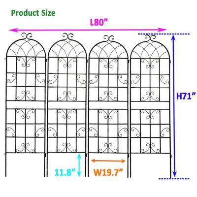 Metal Garden Trellis 71" x 19.7" for Climbing Plants