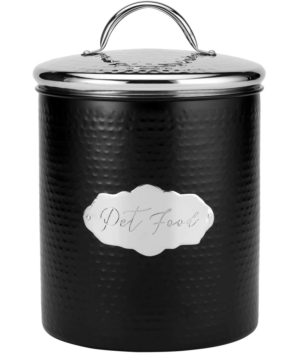 Cavalier Large Metal Canister Treats Jar, 118 oz., Black w/ Silver Lid - Black w/ silver lid