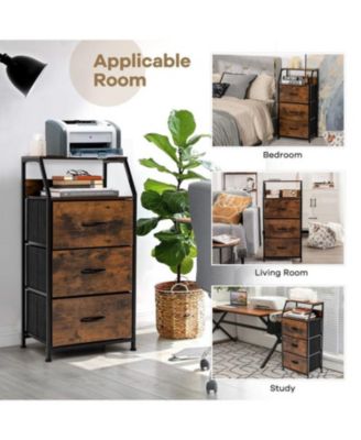 Freestanding Cabinet Dresser with Wooden Top Shelves