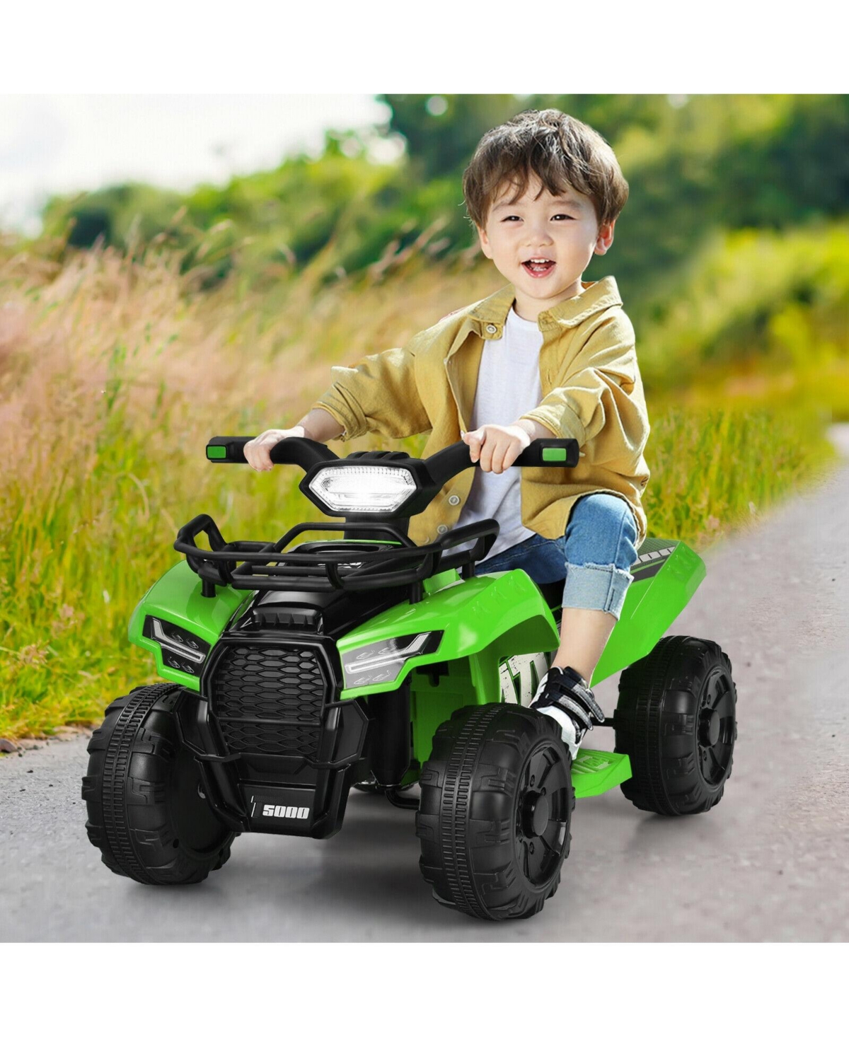 Slickblue 6V Kids Atv Quad Electric Ride On Car with Led Light and MP3