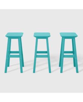 29" HDPE Outdoor Patio Square Bar Stools (Set of 3)
