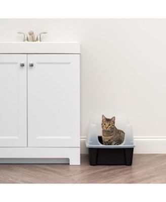 Cat Litter Box with Shield and Scoop, Black