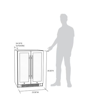 24 Inch Premium Built-in Dual Zone 20 Bottle and 60 Can French Door Wine and Beverage Fridge in Stainless Steel with SplitShelf
