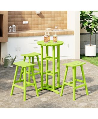 Outdoor Patio Bar Height Table and Bar Stool 4-Piece Dining Set