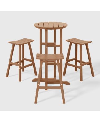 Outdoor Patio Bar Height Table and Bar Stool 4-Piece Dining Set