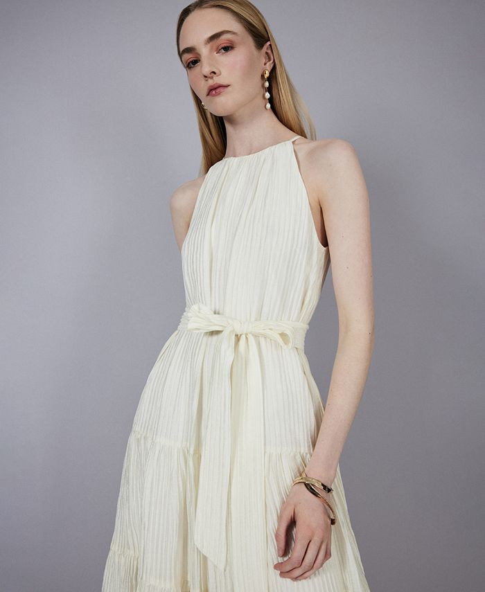 Robe BCBG Max Azria émeraude - Style Halter à Volants, Taille M, Neuve Avec étiquettes