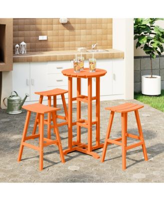 Outdoor Patio Bar Height Table and Bar Stool 4-Piece Dining Set