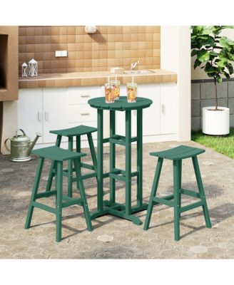 Outdoor Patio Bar Height Table and Bar Stool 4-Piece Dining Set
