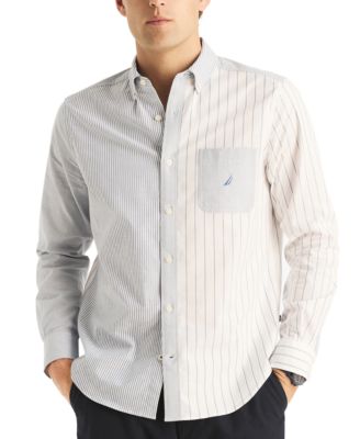 Nautica - Men's Long Sleeve Button-Down Striped Oxford Shirt
