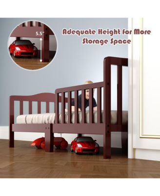 Kids Toddler Wood Bed Bedroom Furniture w/ Guardrails