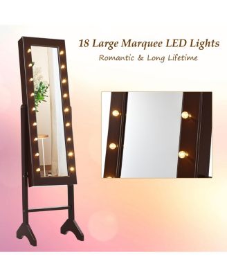 18 LED lights Mirrored Jewelry Cabinet Organizer